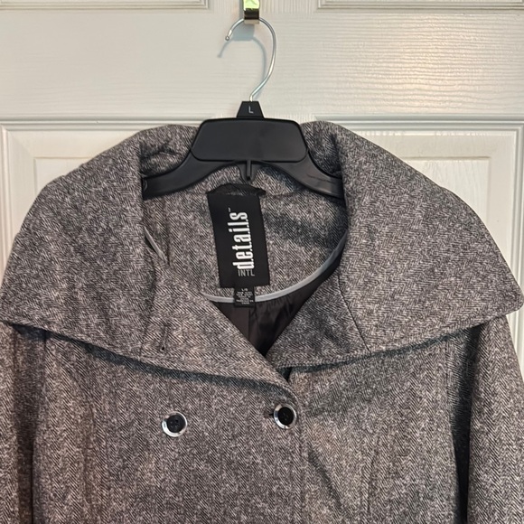 NWT Women's Charcoal Peacoat with Removable Hood - Picture 2 of 10